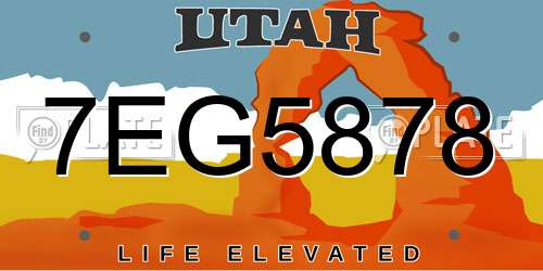 7EG5878 Utah License Plate