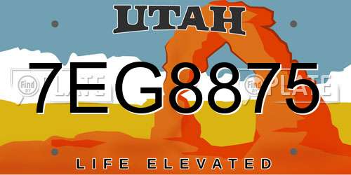 7EG8875 Utah License Plate