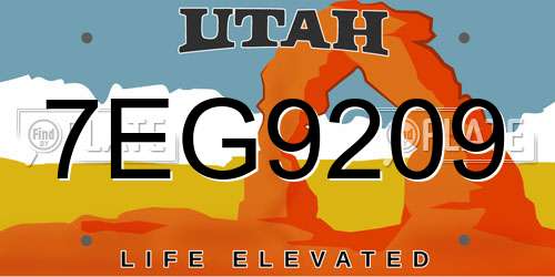7EG9209 Utah License Plate