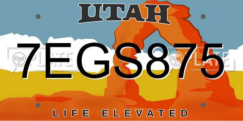 7EGS875 Utah License Plate