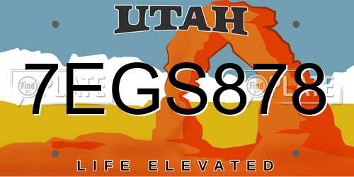 7EGS878 Utah License Plate