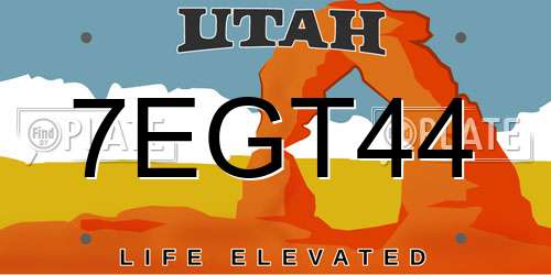 7EGT44 Utah License Plate