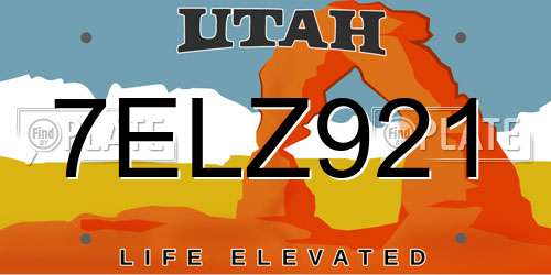 7ELZ921 Utah License Plate