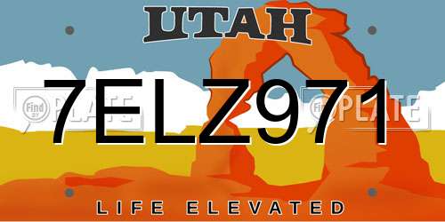 7ELZ971 Utah License Plate