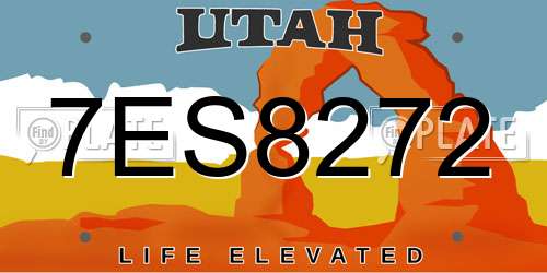 7ES8272 Utah License Plate