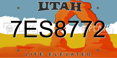 7ES8772 Utah License Plate