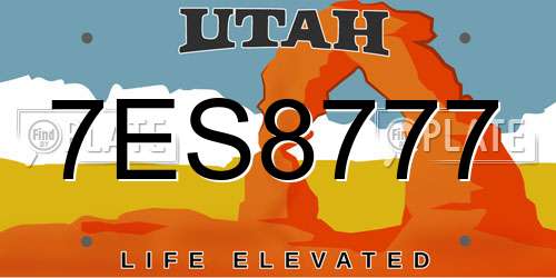 7ES8777 Utah License Plate