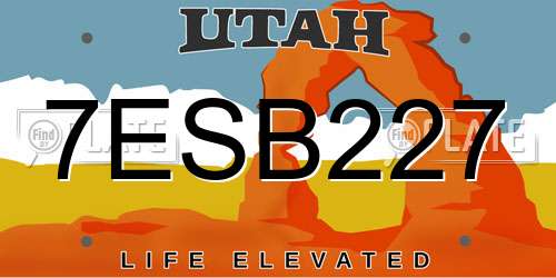 7ESB227 Utah License Plate
