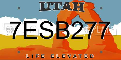 7ESB277 Utah License Plate
