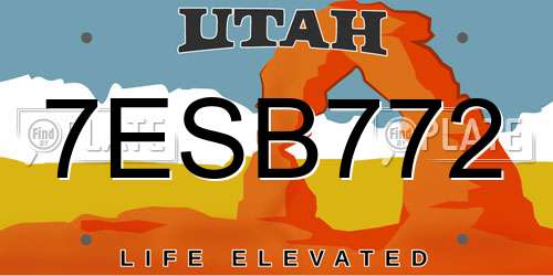 7ESB772 Utah License Plate