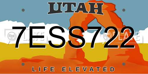 7ESS722 Utah License Plate