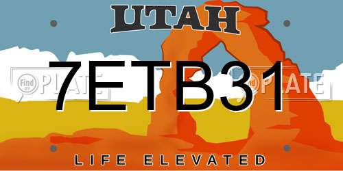 7ETB31 Utah License Plate