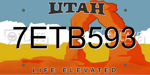 7ETB593 Utah License Plate