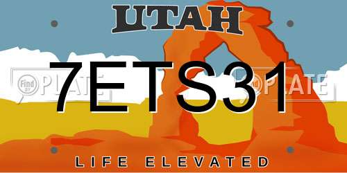 7ETS31 Utah License Plate
