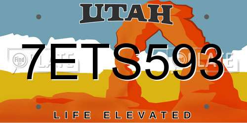 7ETS593 Utah License Plate