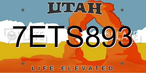 7ETS893 Utah License Plate
