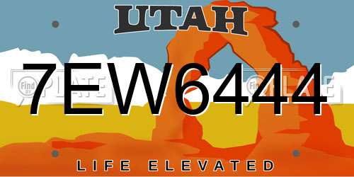 7EW6444 Utah License Plate