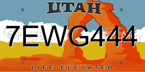 7EWG444 Utah License Plate