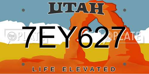 7EY627 Utah License Plate