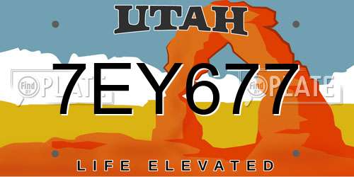 7EY677 Utah License Plate