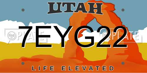 7EYG22 Utah License Plate