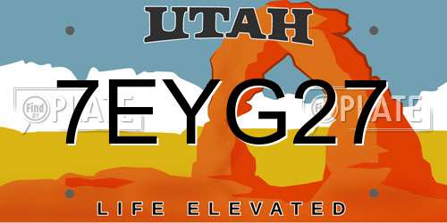 7EYG27 Utah License Plate