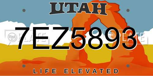 7EZ5893 Utah License Plate