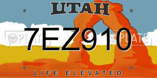 7EZ910 Utah License Plate