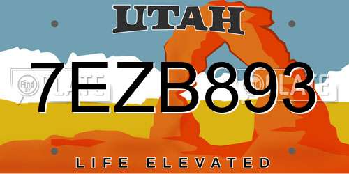 7EZB893 Utah License Plate