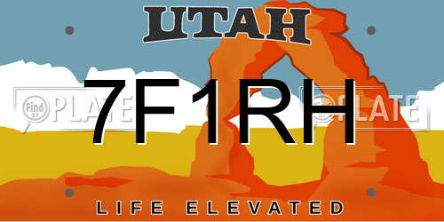 7F1RH Utah License Plate