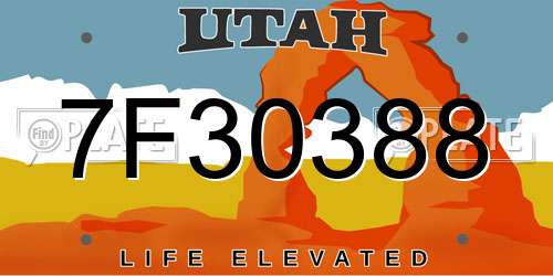 7F30388 Utah License Plate