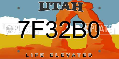 7F32B0 Utah License Plate
