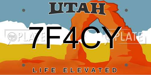 7F4CY Utah License Plate