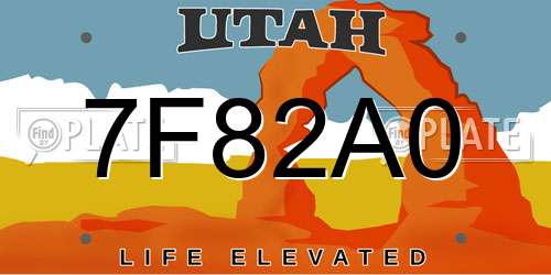 7F82A0 Utah License Plate