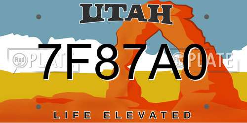 7F87A0 Utah License Plate