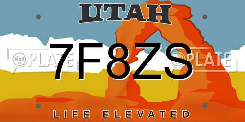 7F8ZS Utah License Plate