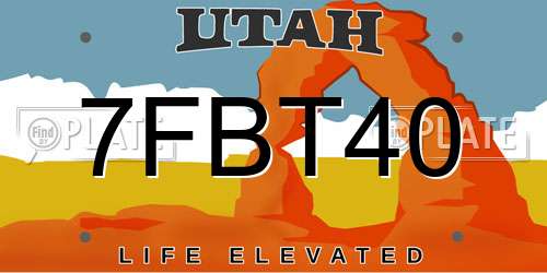 7FBT40 Utah License Plate