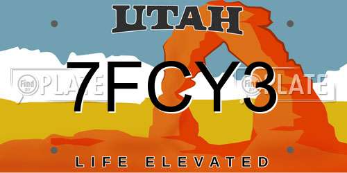 7FCY3 Utah License Plate