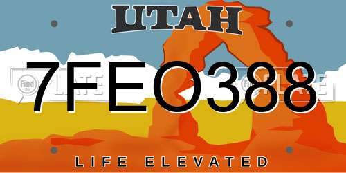 7FEO388 Utah License Plate