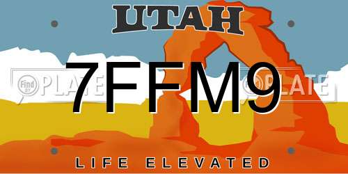 7FFM9 Utah License Plate