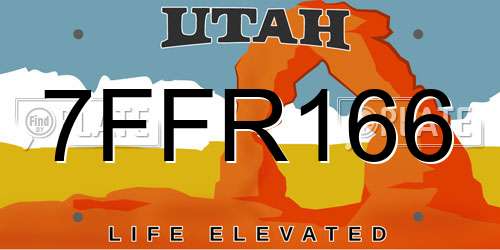 7FFR166 Utah License Plate