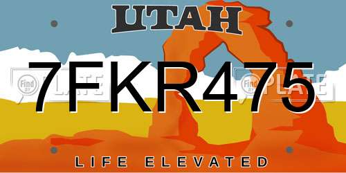 7FKR475 Utah License Plate