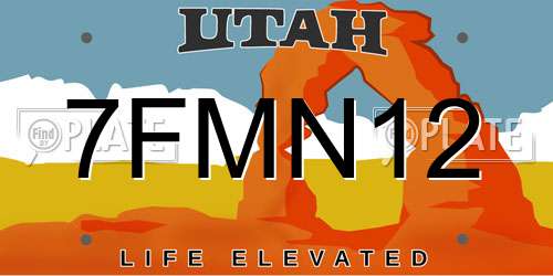 7FMN12 Utah License Plate