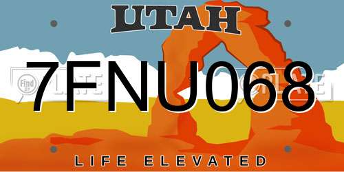 7FNU068 Utah License Plate