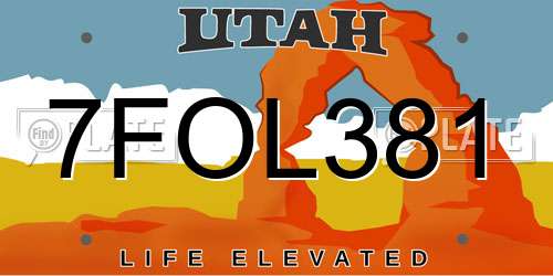 7FOL381 Utah License Plate