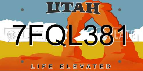 7FQL381 Utah License Plate