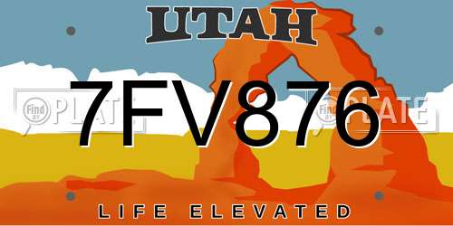 7FV876 Utah License Plate
