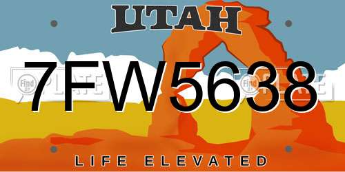 7FW5638 Utah License Plate