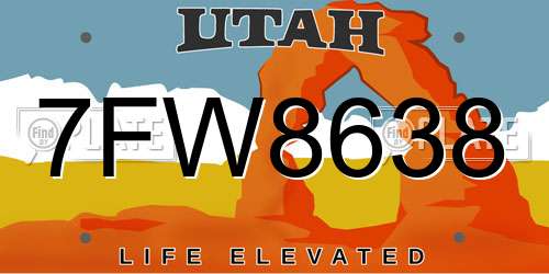 7FW8638 Utah License Plate
