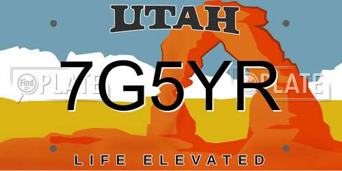 7G5YR Utah License Plate